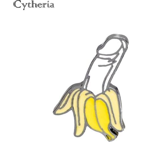 Evil banana pins wicked banana fruit brooches yellow enamel cartoon pin jeans hyperbole Male organ lapel pin badge button brooch
