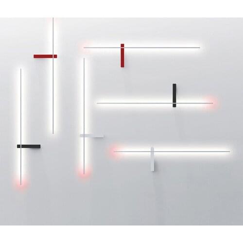 Nordic Designer Minimalist Long Strip Wall Lamp Living Room Hallway Art Creative Iron Line Wall Lights Bedroom Bathroom Lights