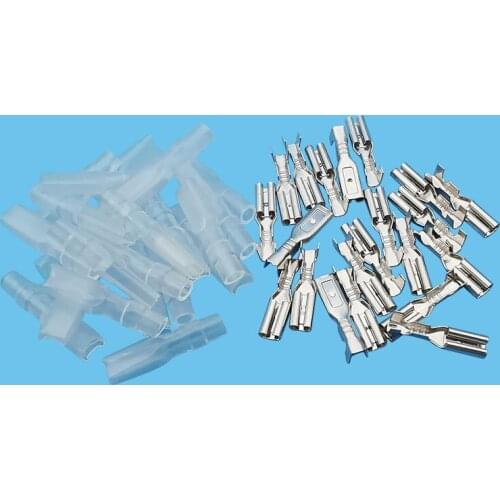 100Pairs 2.8mm Female Spade Crimp Terminals With Transparent Insulating Sleeve Electrical Cable Wire Wrap Adapter Connectors