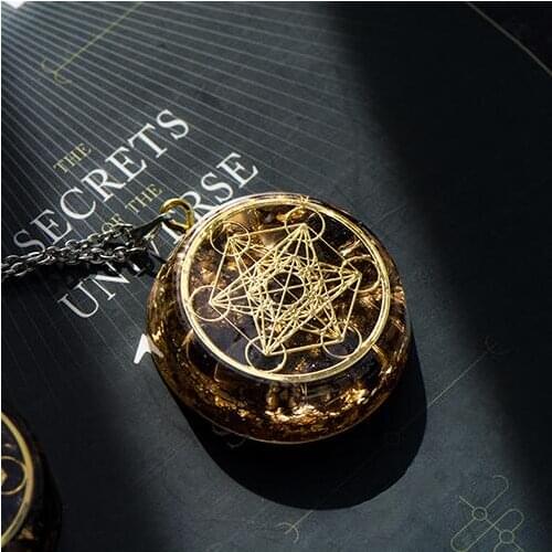 Retro Metatron Orgonite Necklace Natural Crystals Stone Reiki 7 Chakra Healing Energy Pendulum Meditation Resin Craftwork