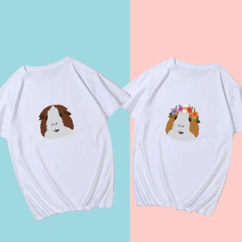 Couple Clothing Guinea Pig Print Tshirt Casual Harajuku Oversized Unisex Kawaii Cartoon Funny T Shirt Summer Short Sleeve Tees