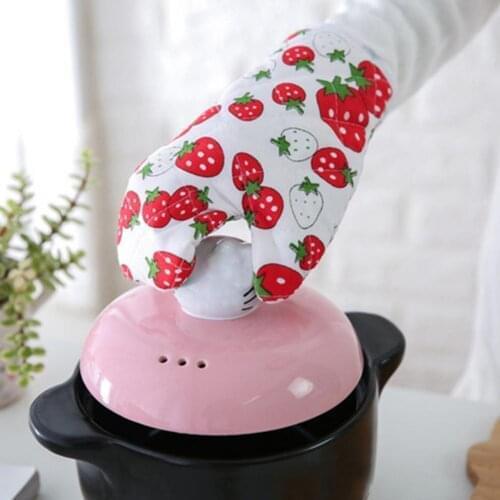 Oven Mitt Fruit Print Insulated Thickened Anti-slip Hanging Microwave Glove for Picnic Baking gloves