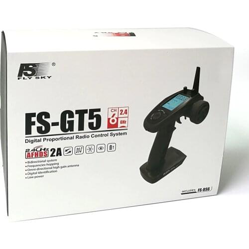 Newest Flysky FS-GT5 2.4G 6CH Transmitter with BS6 Receiver Built-in Gyro Fail-Safe for RC Car Boat