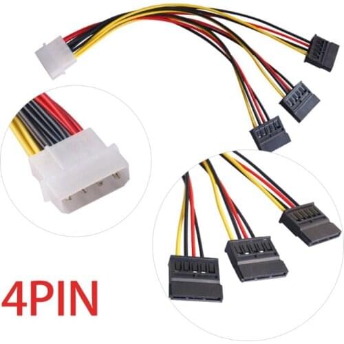 1pc 4 Pin IDE Molex To 3 SATA Power Splitter Extension Cable Connectors Computer Connection And Pluging HDD Cord