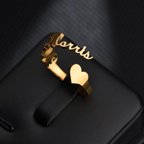 Customized Couple Name Heart Butterfly Rings Personalized Stainless Steel Adjustable Ring For Women Wedding Anniversary Gifts
