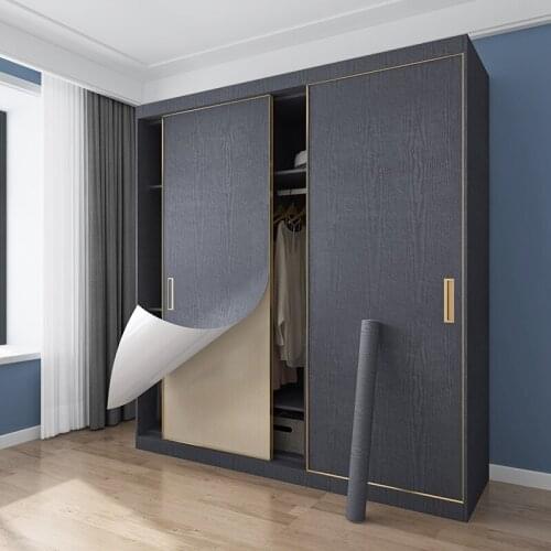 Self Adhesive Vinyl Film Waterproof Furniture Stickers Vintage Wall Stickers 3d Decorative Home Cabinet Wardrobe Film Wood Look