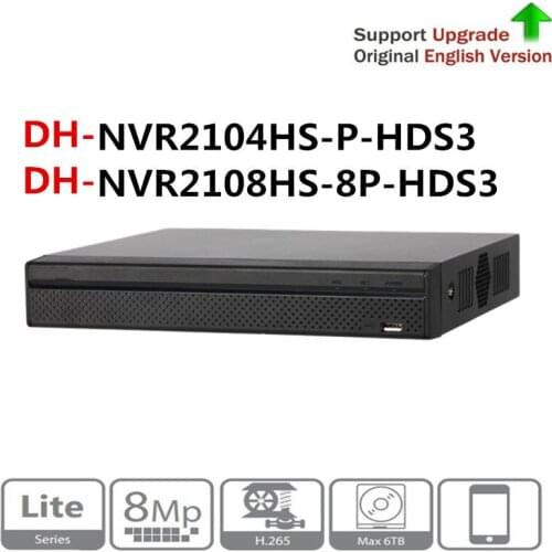 Dahua 4K NVR2104HS-P-HDS3 4CH with 4Poe NVR2108HS-8P-HDS3 8CH with 8 Poe Ports 1U Network Video Recorder support 8MP resolution