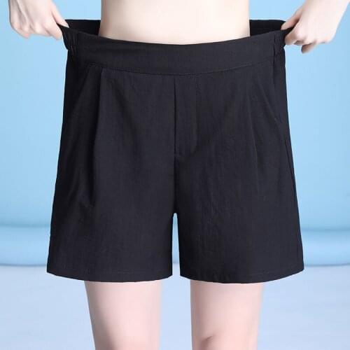 2021 New Womens Shorts Summer Casual Solid Cotton Linen Plus Size 4XL High Waist Fashion Women Streetwear Short Pants Y882