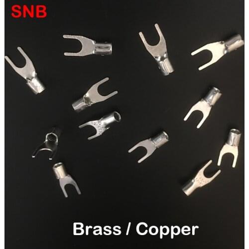 SNB5.5-8 U Y Spade Fork Type Brass Copper Lug Splice Non Insulated Cable Wire Cold Press Connector Crimp Terminal
