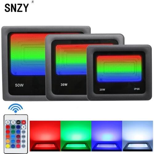 SNZY RGB Led Floodlight 10W 20W 30W 50W Outdoor Wall Washer Lamp 110V 220V IP66 Waterproof Street Lamp Landscape Lighting