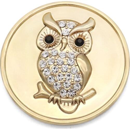 OWL CROSS FAITH LOVE Metal Rhinestone heart 33mm snap buttons fit 20mm snap jewelry DIY SZ2715