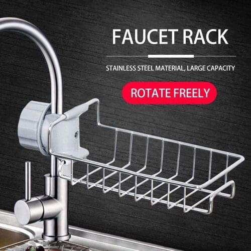 Stainless Steel Sink Drain Rack Sponge Storage Faucet Holder Soap Drainer Shelf Basket Organizer Kitchen Bathroom Accessories