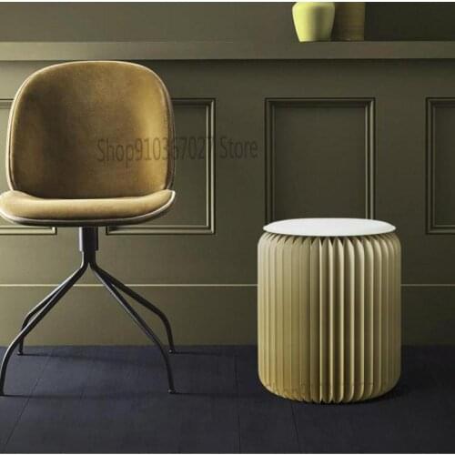 Paper Stool Creative Design Fashion Round Short Shoe Change Makeup Stool Art Folding Personality Nordic Style Ins Flow Color