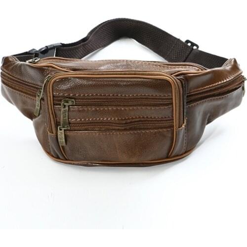Men Genuine Leather Waist Bag Multi-pocket Hip Purse Travel Carry On Pouch Bags Adjustable Belt Fanny Pack Shopping Phone Bags