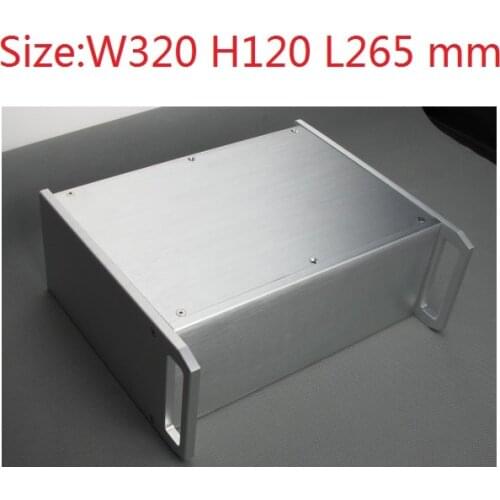 W320 H120 D265 Silver Aluminum Chassis DIY Power Supply US American Standard Power Socket Box Handle Case DIY Hi-Fi Enclosure