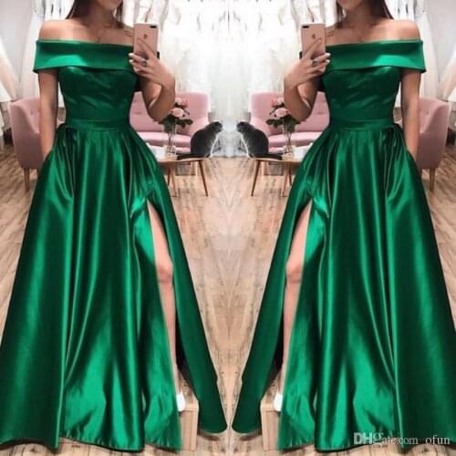 CloverBridal In Stock Fast Shipping Size US2-US26W Off The Shoulder Green Prom Dress 2021 robe de soirée de mariage WP9800