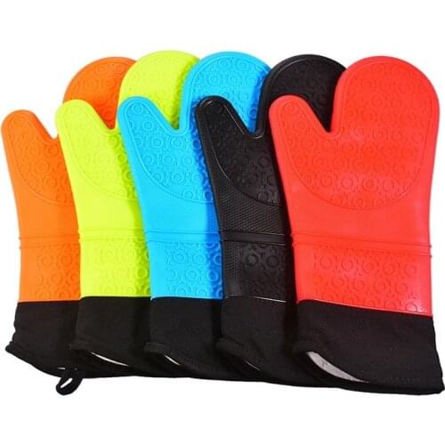 1Pcs Silicone Cotton Heat Resistant Gloves Pot Holders for Kitchen Cooking Baking BBQ Protected Kitchen Cooking Insulated
