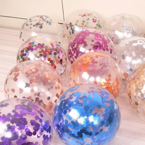10pcs Colorful Sequin Balloons Sequin Transparent Latex Balloon Inflatable Balloon Wedding Birthday Party Decorations