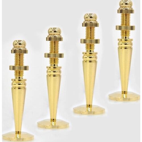 4PCS M8x72 Copper Speaker Spike Amplifier Shockproof Isolation Stand Feet Cone Base Pads #Golded
