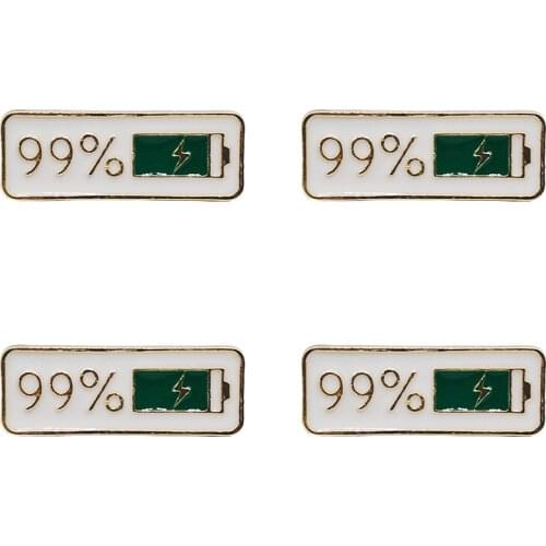 4pcs Simple Tag Letters Enamel Pin 99% Electricity Quantity Brooch Metal Clothes Badge Bag Backpack For Friends Gifts