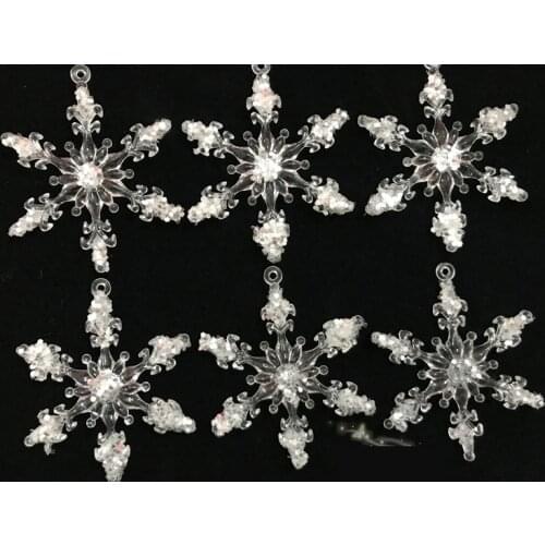 48 Pieces 4.5cm diamond effect acrylic snowflake for Christmas decoration Xmas tree hanging ornament