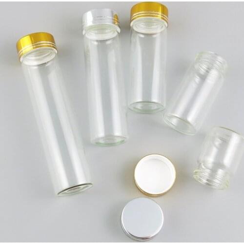 50 x 15ml 25ml 40ml 50ml 60ml Clear Glass Bottle With Screw Neck Gold Silver Aluminium Cap For Essential Oil Sample Vials