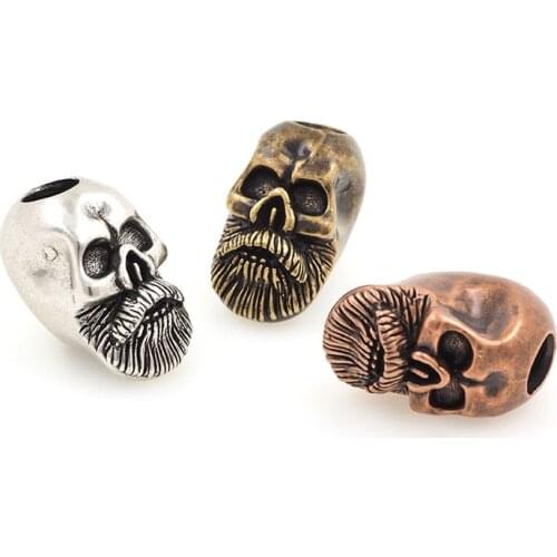 Antique Long Beard Skull Spacer Beads Copper Charms for Bracelets Necklaces Pendants Jewerly Making 20.5x12.5x15MM