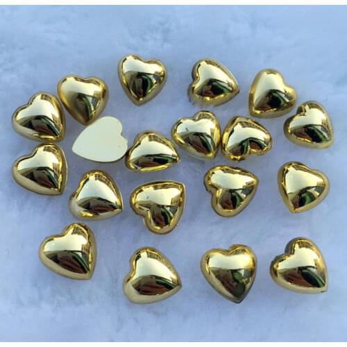 Glitters 30pcs 10mm nail Heart-shaped nail art decoration nail sticker golden silver nail tool -S91