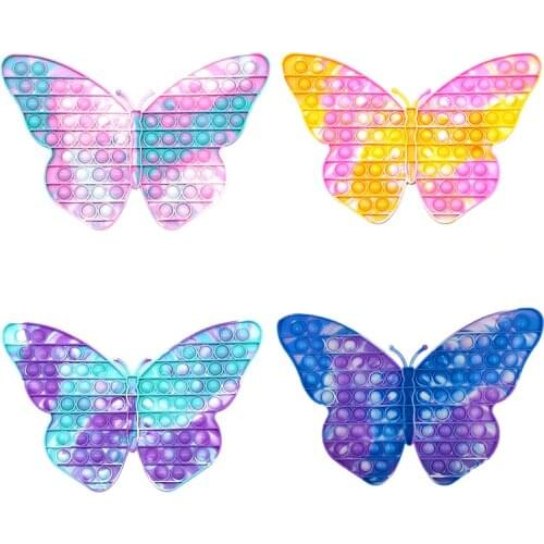 Big Size Rainbow Butterfly 30CM Push Bubble Fidget Toys Stress Relief Autism Needs Kit Kids Adults Simple Dimple Gifts