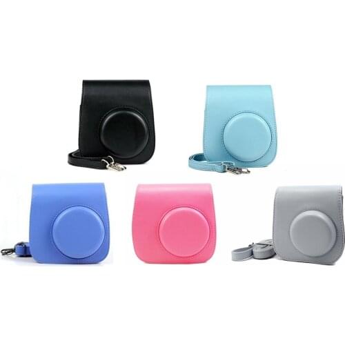 For Fujifilm Instax Mini 9 Camera Case Shoulder Bag Colorful PU Leather Cover Protective Pouch with Shoulder Strap