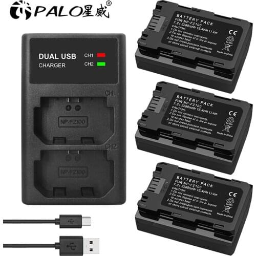 For Sony NP-FZ100 NPFZ100 NP FZ100 Battery+USB LED Charger for Sony NP-FZ100, BC-QZ1, Sony a9, a7R III, a7 III,A6600,Alpha 9R,A9
