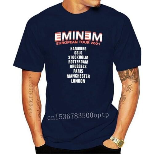 Eminem European Tour 90s Hip Hop Rap Tee Promo RARE Hot New Print T Shirt Men Summer Style T-SHIRT Top Tee PLUS SIZE