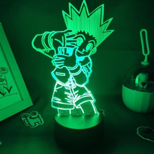 Gon Freecss Anime Figure Hunter x Hunter Lava Lamp 3D LED Battery RGB Neon Touch Night Light Bedroom Manga Table Desk Decoration