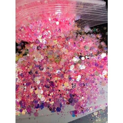 Holo Jewel-Chunky Glitter Mix, Tumbler Glitter 12 colors Iridescent Heart Star Moon Confetti Glitter Nail Art-50grams