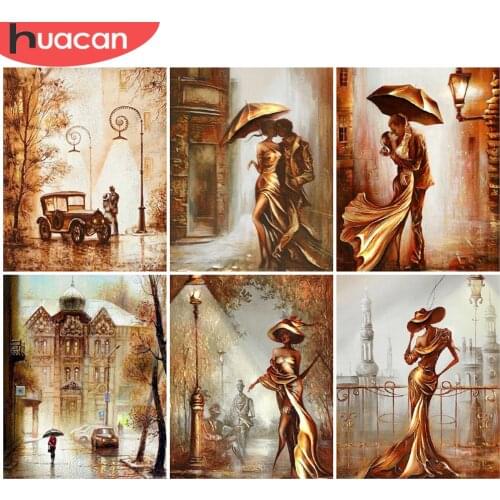 HUACAN Oil Painting By Number Girl HandPainted DIY Frame Wall Art Coloring By Numbers Women Hand Painted Home Decoration