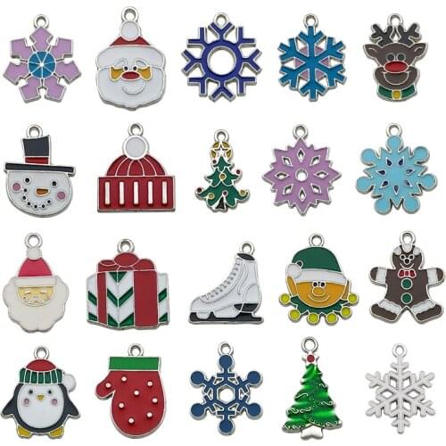 20Pcs/lot Classics Charms Enamel Pendants Ornaments Xmas Tree Decoration Christmas for Bracelet Earrings Necklace DIY Jewelry