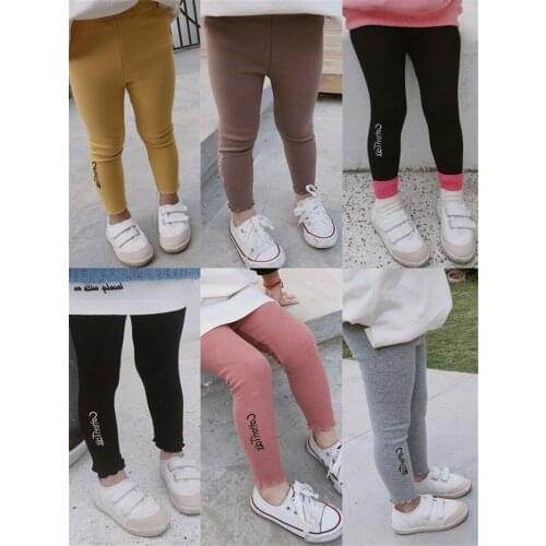 2 3 4 5 6 Y Girls Leggings Fashion Letter Embroidery Kids Leggings For Girls Spring Autumn Skinny Pants Toddler Girls Trousers