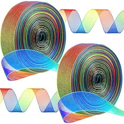 Uclio 2 Rolls Ribbon 50 Yard Per 1 Inch Wide Glitter Wrapping Ribbon Wrapping Craft Hair Wedding Party Decoration Supplies