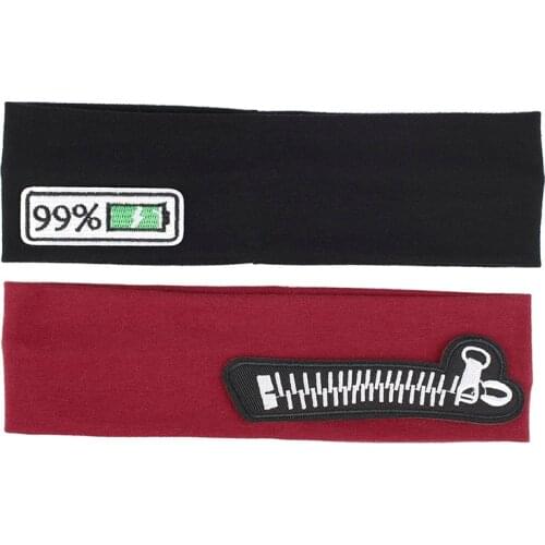 Fashion Baby zipper Turban Kid Girl Flat Headband Toddler Cotton Solid Hair Bands Cartoon Pattern Knitted Headwear