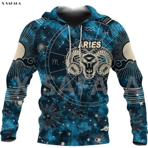 ARIES__SHIRT_ZODIAC Viking 3D Over Printed Hoodie Man F56 Women Unisex Outwear Zipper Pullover Sweatshirt Casual