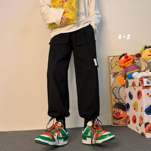 Male Cotton Grey Harem Pants Men Long Belt Baggy Cargo Pants 2021 Overalls Man Japanese Streetwear Harajuku Sweat Pants