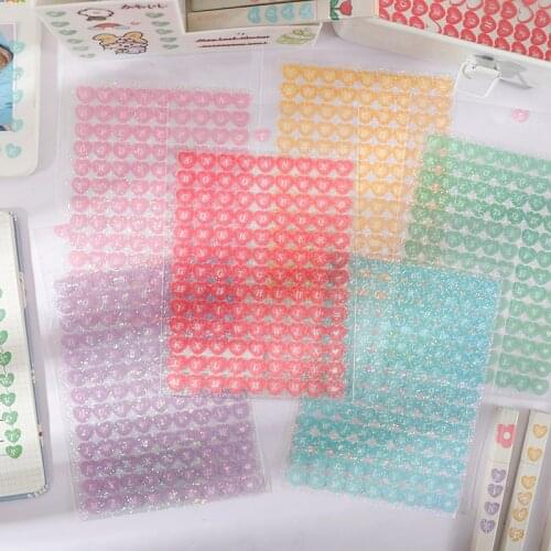 2 Sheets Cute Love Heart Laser Glitter Stickers Kawaii Stationery Diary Scrapbook Decoration Diy Ablum Planned Mobile Stickers