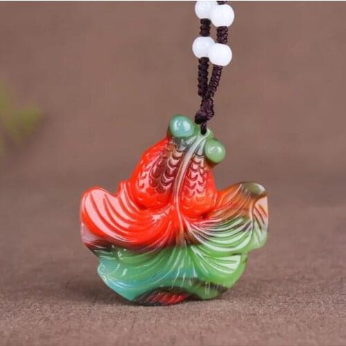 Natural Xinjiang Color Jade Goldfish Jade Pendant Jewelry Lucky Auspicious Amulet Pendant Jade Fine Jewelry
