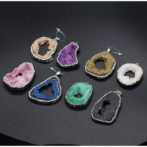 Natural Stone Charm Round Shape Agates Pendant for Women Gifts Jewelry Making DIY Necklace Accessories Size 35x45-38x58mmmm