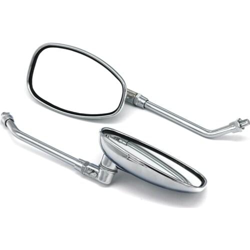 Pair Motorcycle Rear View Mirrors Chrome Oval Side Mirrors 10mm Thread Universal Motorbike Accessories