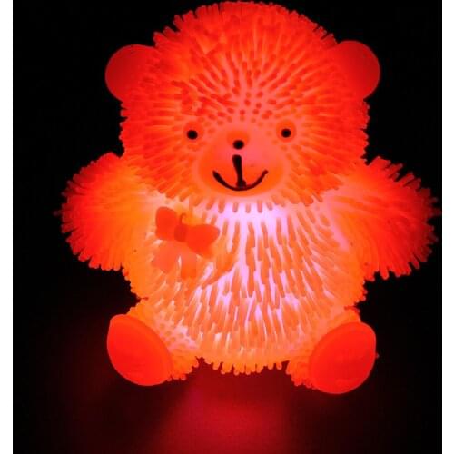 9cm Glowing Squeeze Toy Cute Animal Soft Novelty Flashing Puffer Cute Bear Squidgy Sensory Toy Activity And Play Ball Funny