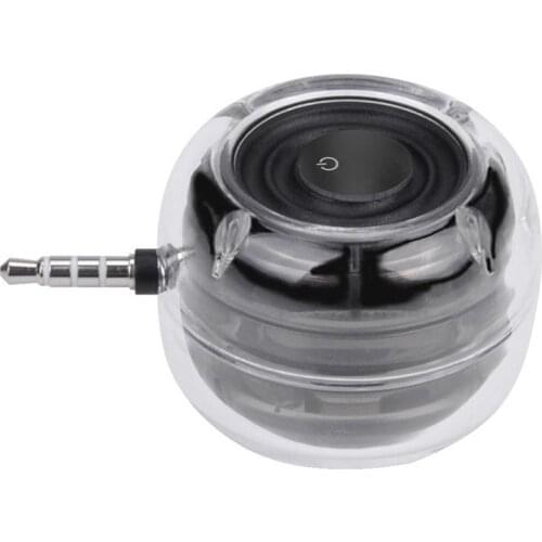 Portable Hifi 3d Surround 3.5mm Aux Audio Jack Mini Wireless Round Shape Powerful Crystal Speaker For Smart Phone Tablet