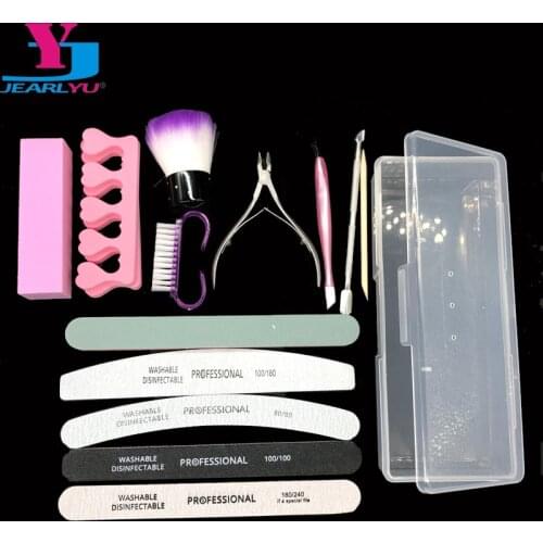 13 Pcs/Set Professional Acrylic Nail Kit Gel Nail Polish Remover Manicure Tools Kits Nail File Buffer Block Cuticle Nipper Tool