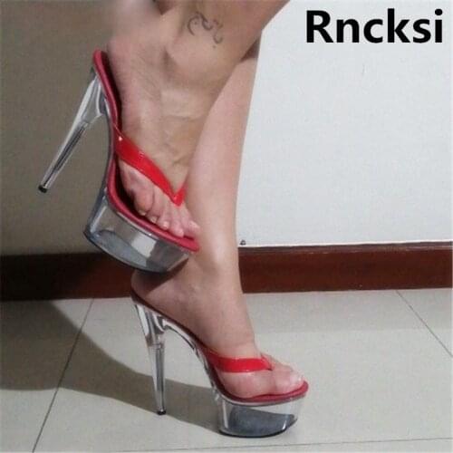 Rncksi Pole Dance Fashion New Wedding Shoes Clear Platform Slippers 15cm High-Heeled Women Shoes Party Sexy Party Shoes