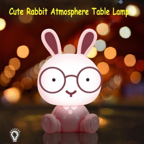 Cartoon Rabbit LED Night Light Switch Wall Night Lamp for Baby Childrens Bedroom Bedside Lamp Cute Cartoon Animal Nightlight
